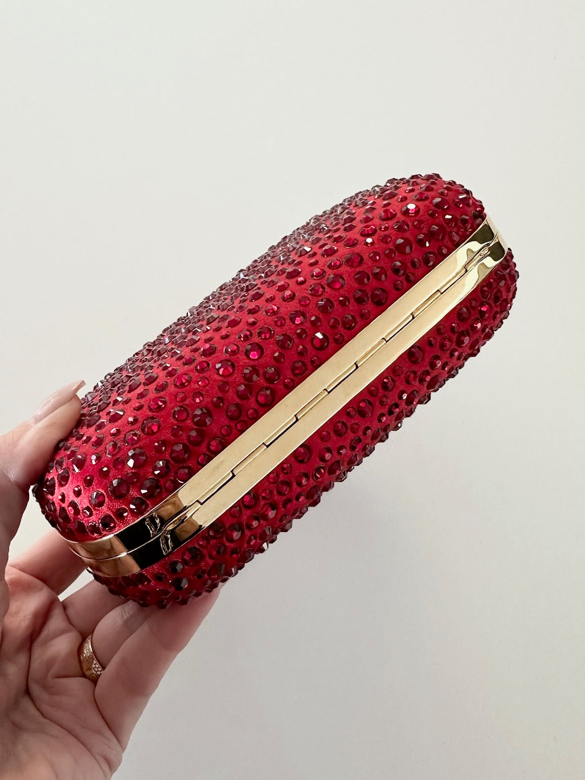 Alexander McQueen Red Satin and Crystal Box Clutch