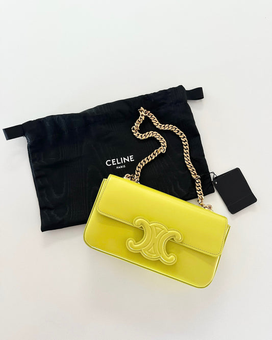 Celine Neon Yellow Triomphe Shoulder Bag