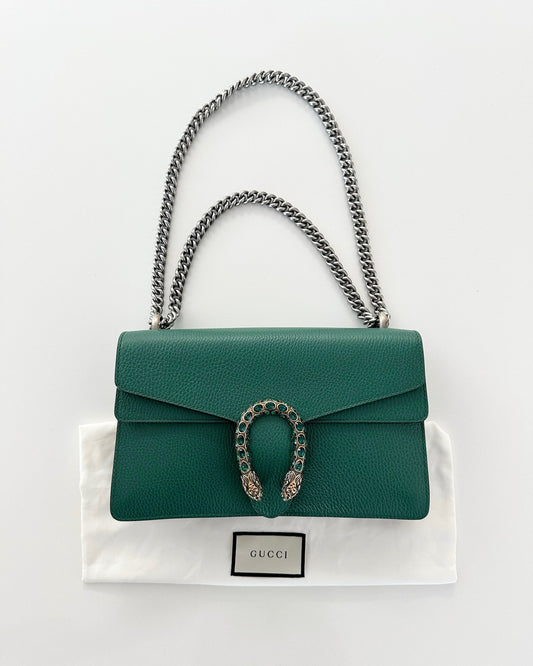 Gucci Green Leather Dionysus Small Shoulder Bag