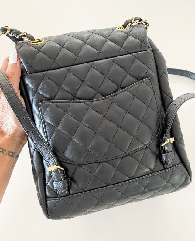 Chanel Small Black Lambskin Urban Spirit Backpack